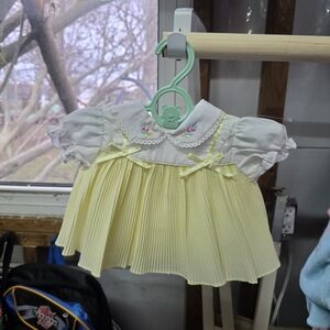 Baby Girls Yellow Pleated Formal Dress with Bloomers